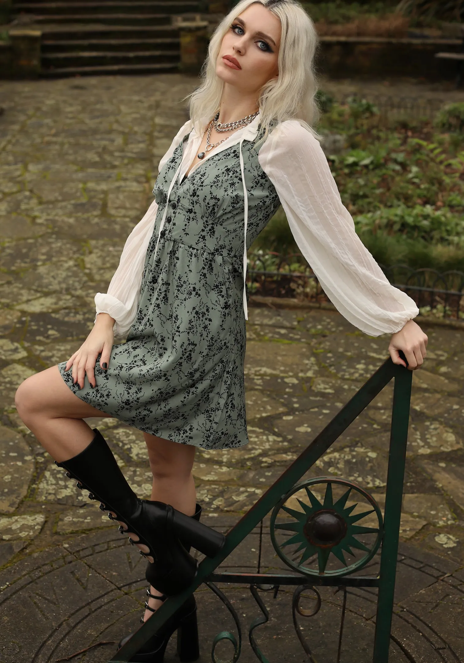 Cassie Green Floral Corset Mini Dress