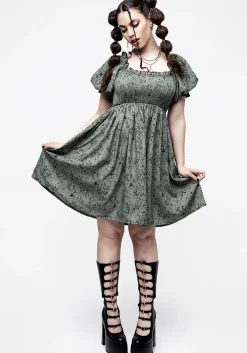 Cassie Green Floral Mini Babydoll Dress