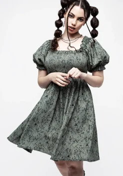 Cassie Green Floral Mini Babydoll Dress