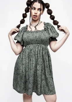 Cassie Green Floral Mini Babydoll Dress