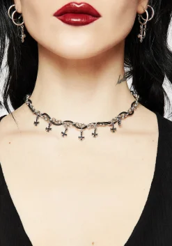 Catkin Cord Weave Cross Choker