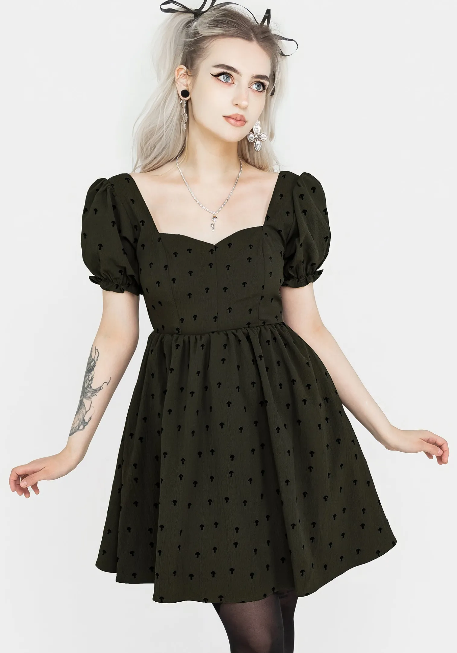 Chanterelle Velour Puff Sleeve Mini Dress