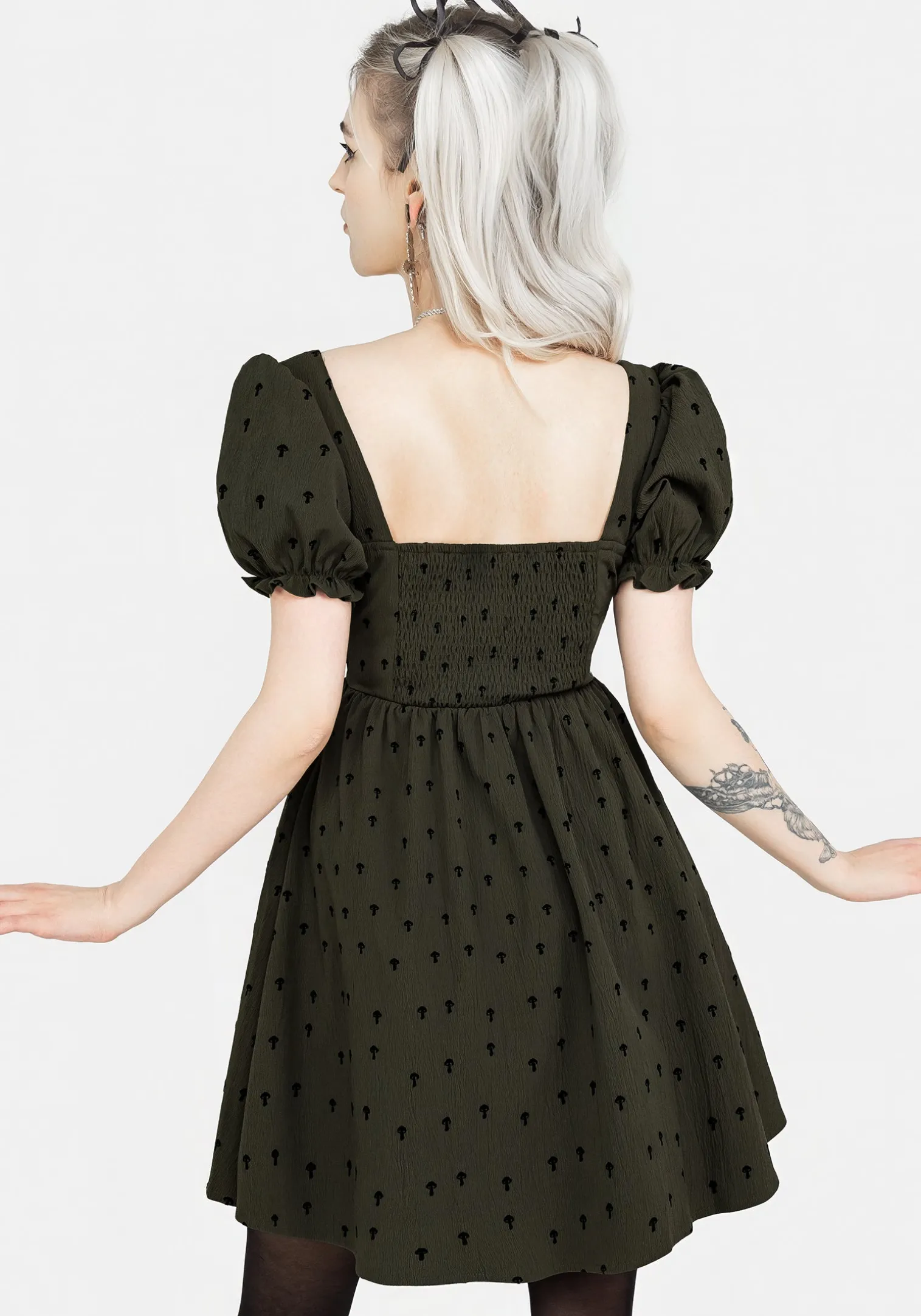 Chanterelle Velour Puff Sleeve Mini Dress