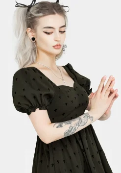Chanterelle Velour Puff Sleeve Mini Dress
