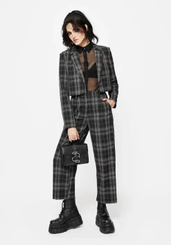 Checkmate Check Crop Blazer - Black