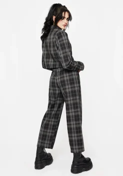Checkmate Check Crop Blazer - Black