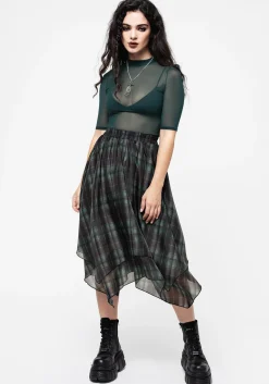 Checkmate Layered Organza Handkerchief Hem Skirt