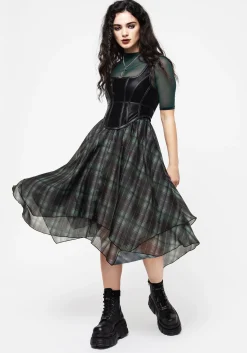 Checkmate Layered Organza Handkerchief Hem Skirt