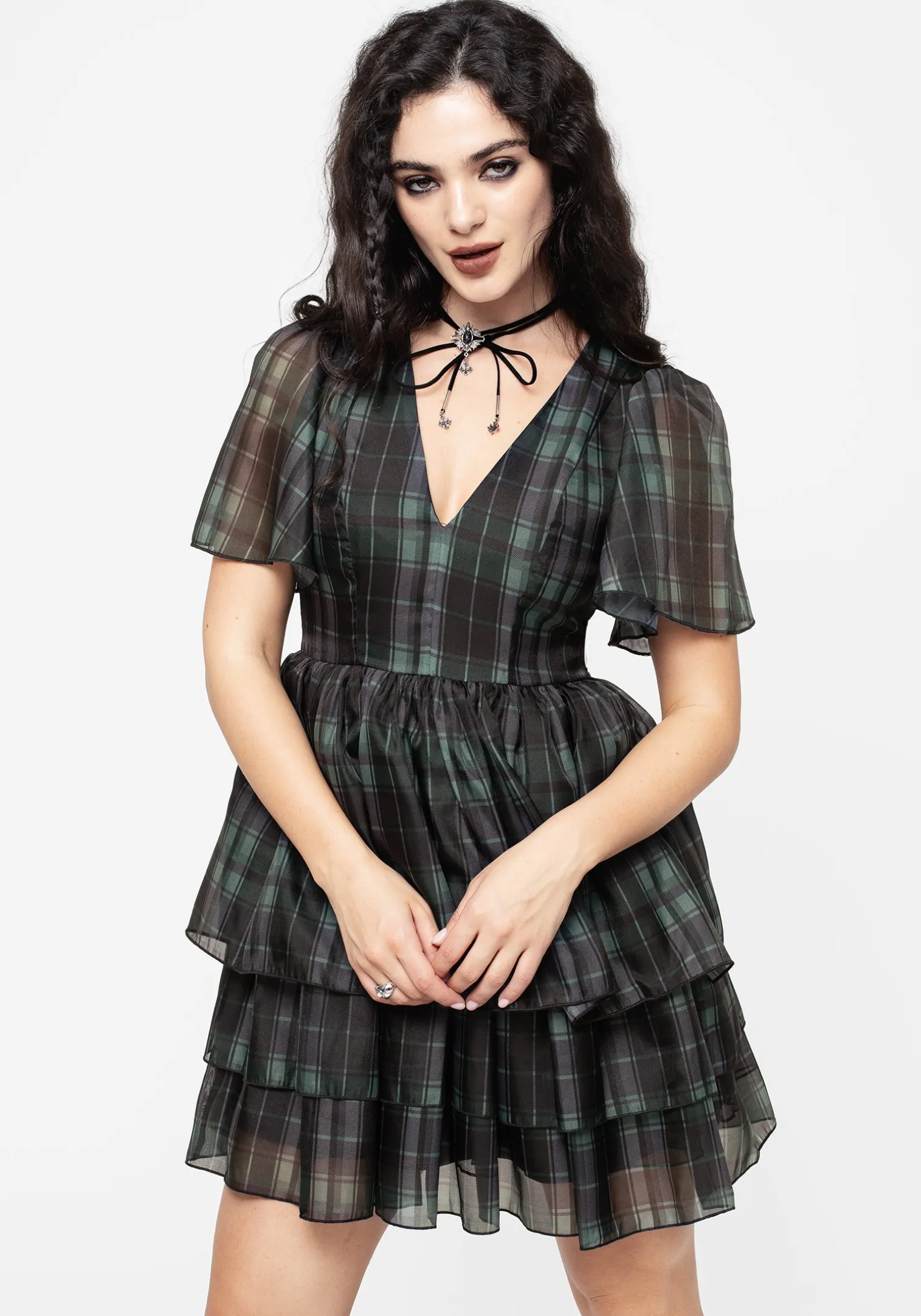 Checkmate Layered Organza Mini Dress