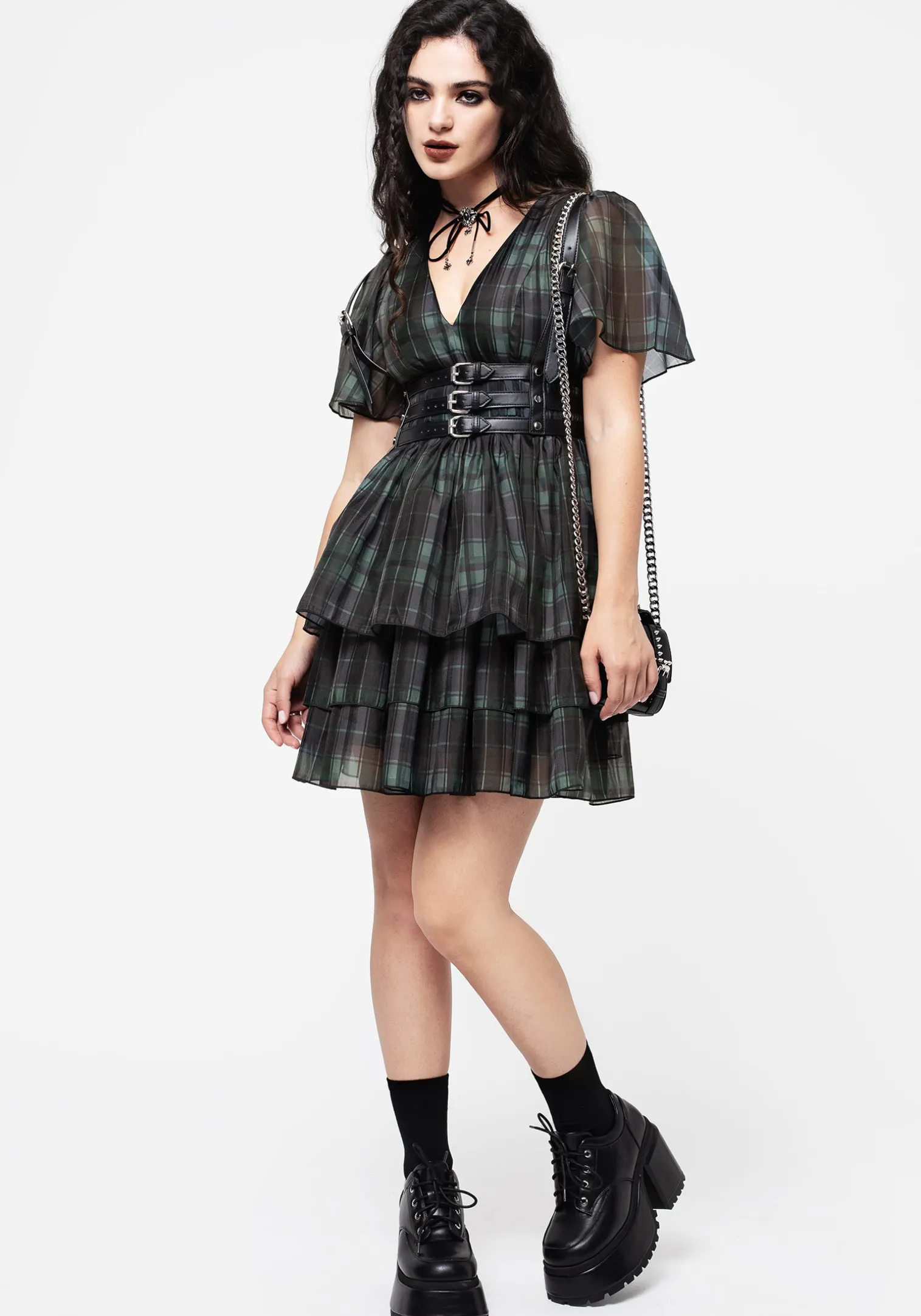 Checkmate Layered Organza Mini Dress