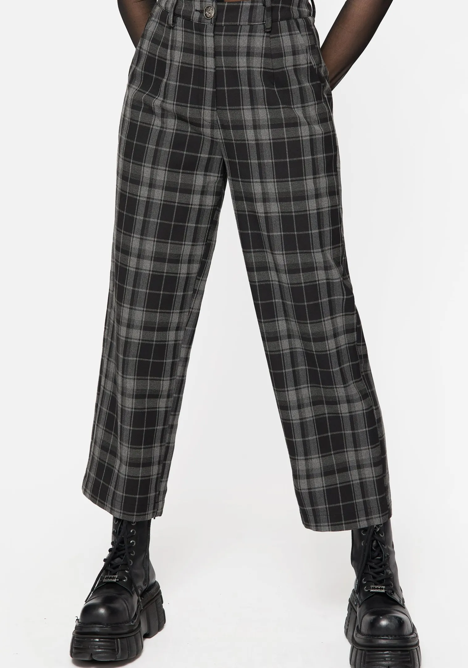 Checkmate Wide Leg Culotte Trousers - Black