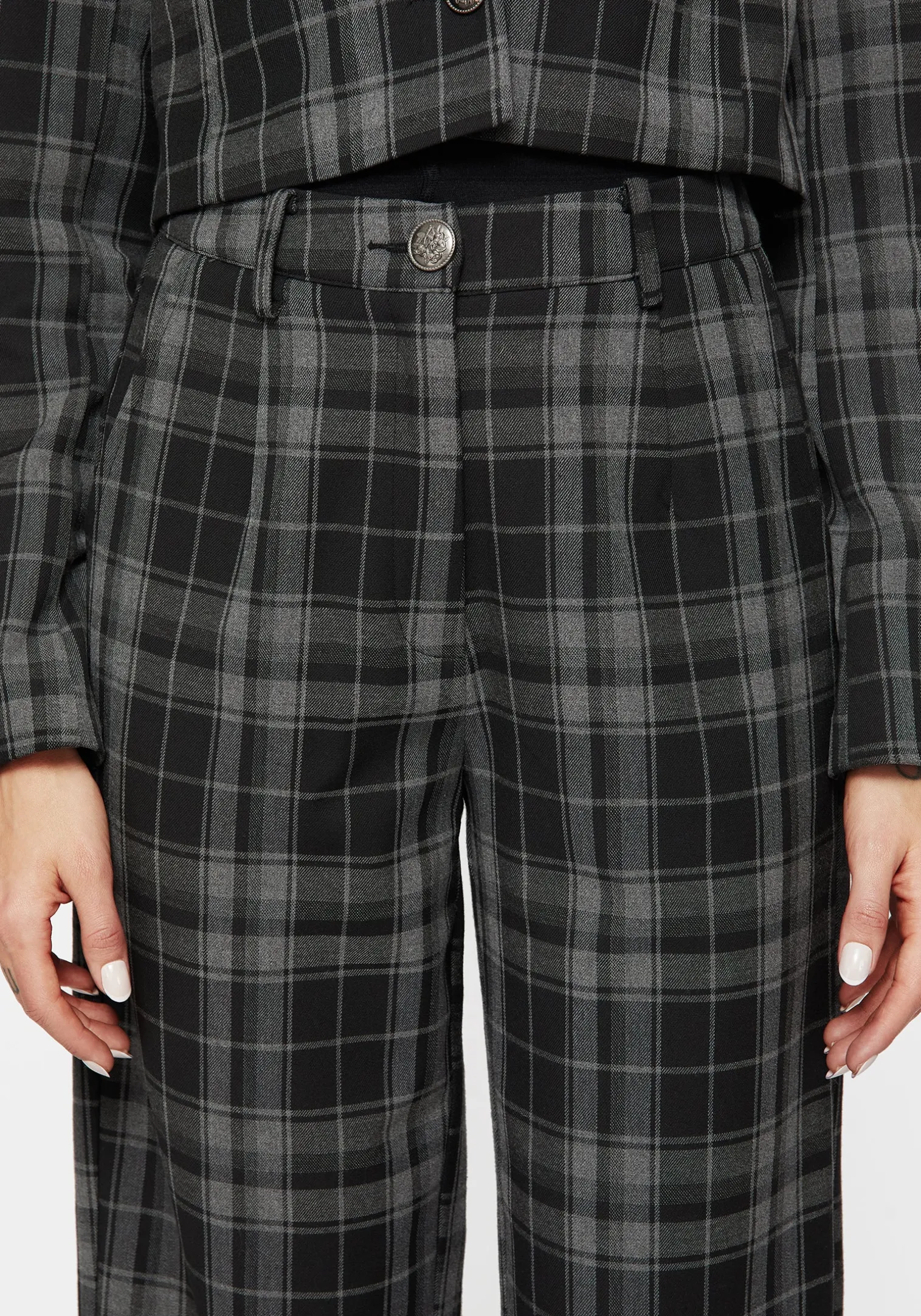 Checkmate Wide Leg Culotte Trousers - Black