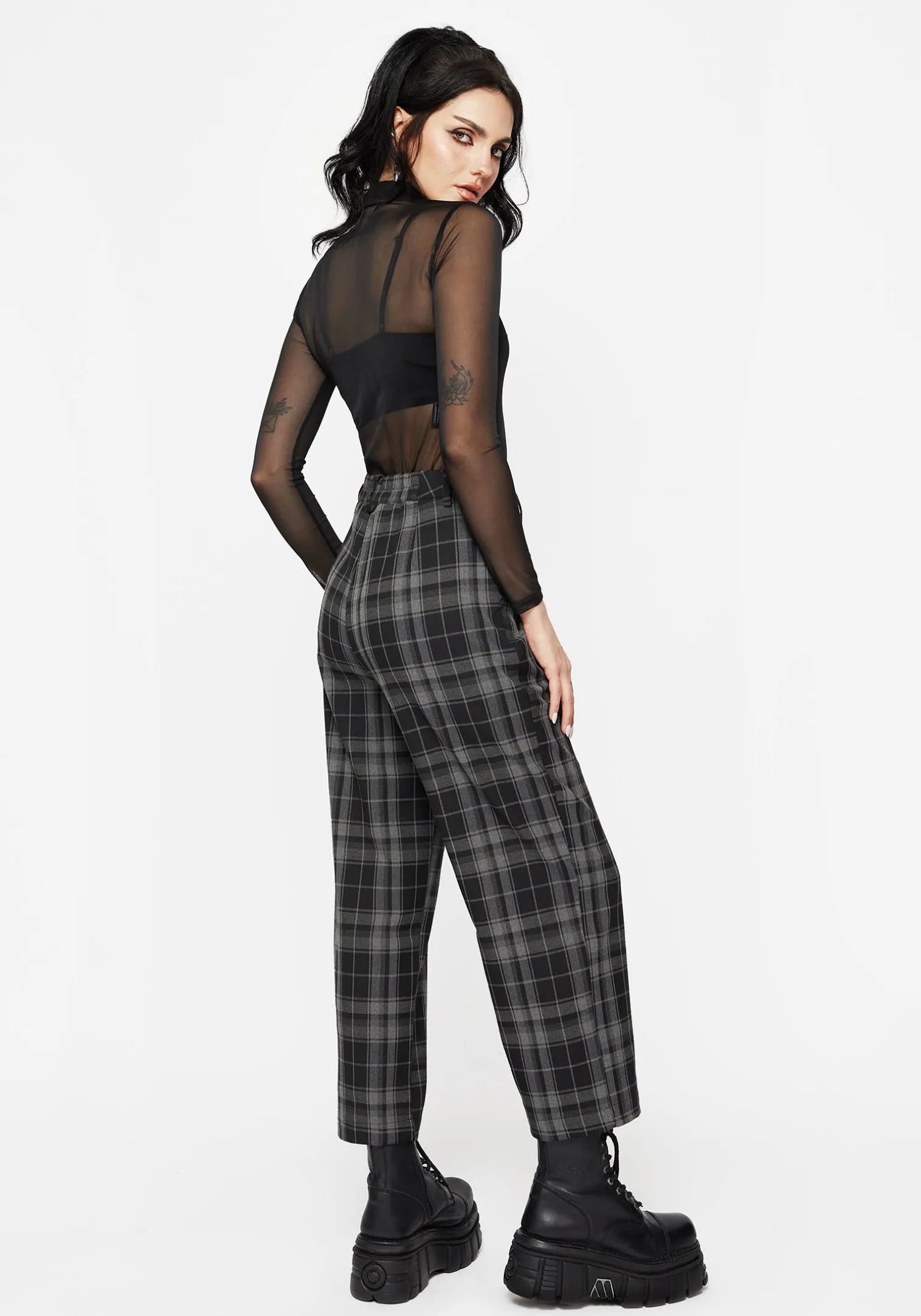 Checkmate Wide Leg Culotte Trousers - Black