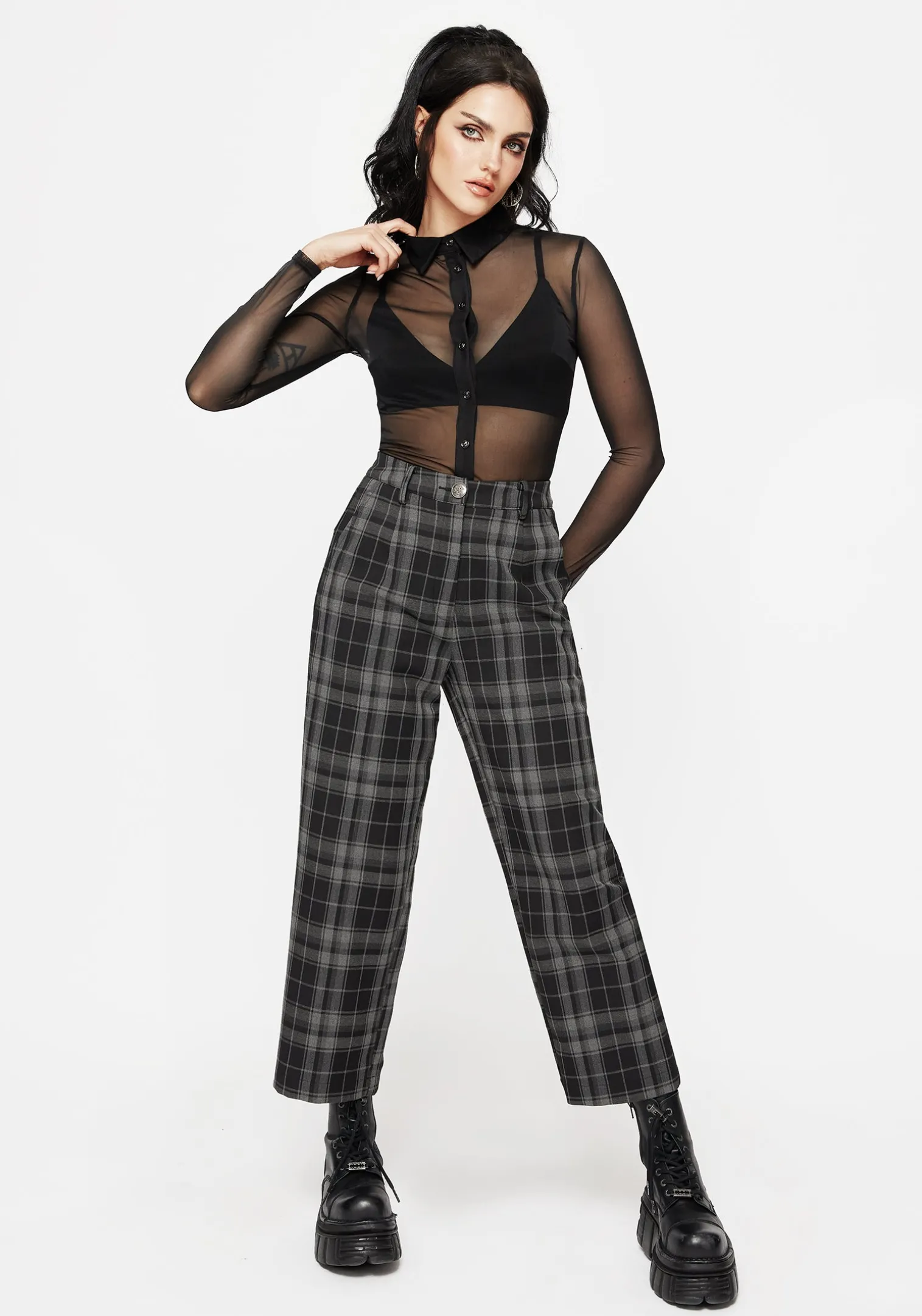 Checkmate Wide Leg Culotte Trousers - Black