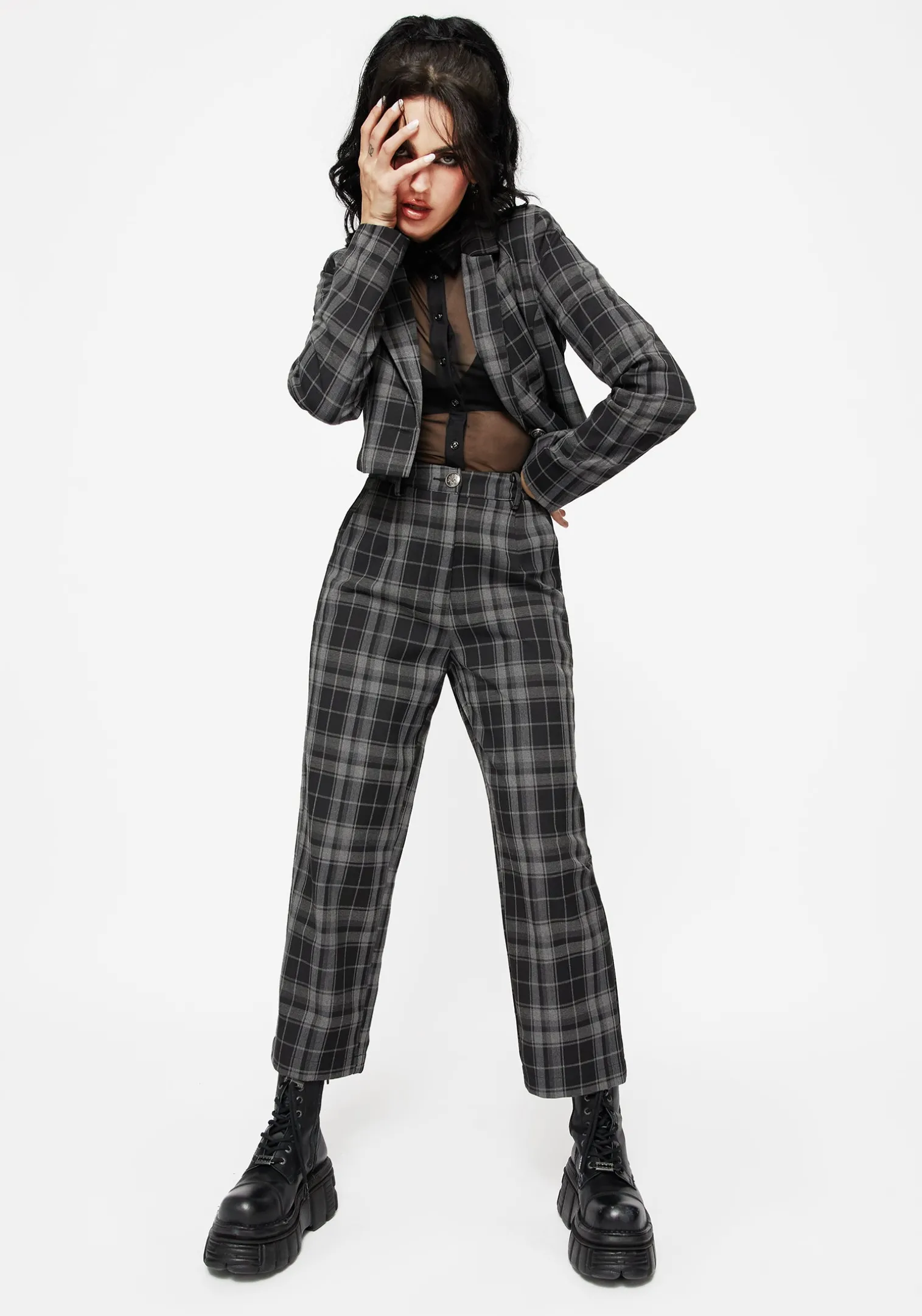 Checkmate Wide Leg Culotte Trousers - Black