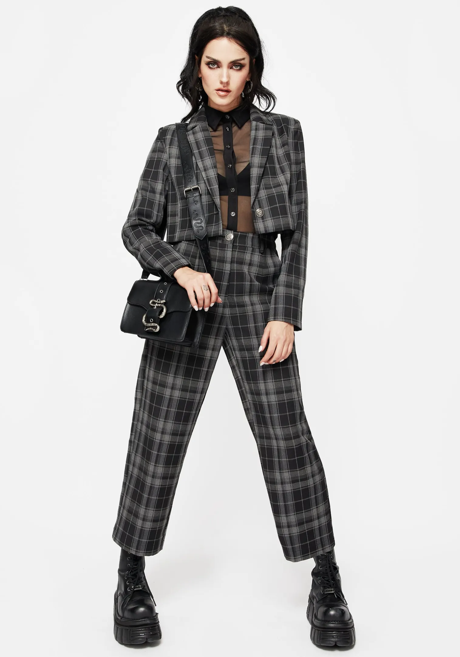 Checkmate Wide Leg Culotte Trousers - Black