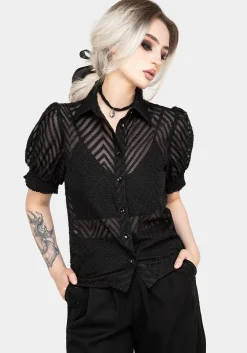 Chevron Button Up Blouse Top
