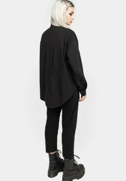 Chiromancy Collar Loose Fit Shirt - Black