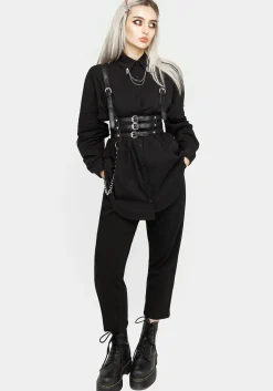 Chiromancy Collar Loose Fit Shirt - Black