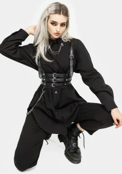Chiromancy Collar Loose Fit Shirt - Black
