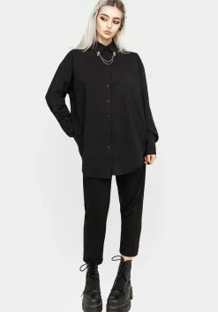 Chiromancy Collar Loose Fit Shirt - Black