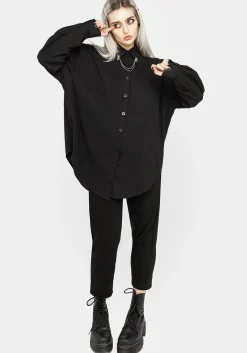 Chiromancy Collar Loose Fit Shirt - Black