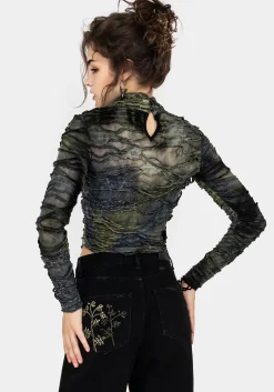 Chlorella Distressed Long Sleeve Top