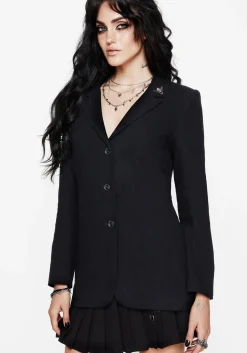 Chloris Embroidered Longline Blazer