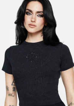 Christina Cotton Cut Out Detail Washed T-Shirt