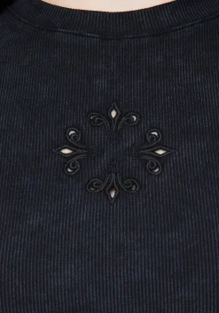 Christina Cotton Cut Out Detail Washed T-Shirt