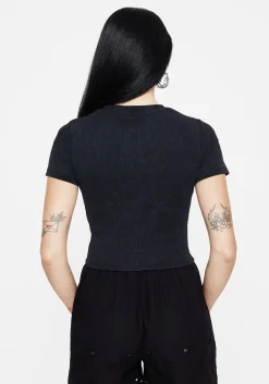 Christina Cotton Cut Out Detail Washed T-Shirt