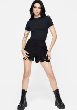Christina Cotton Cut Out Detail Washed T-Shirt