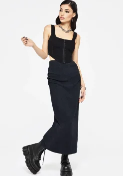 Christina Washed Rib Cotton Maxi Skirt