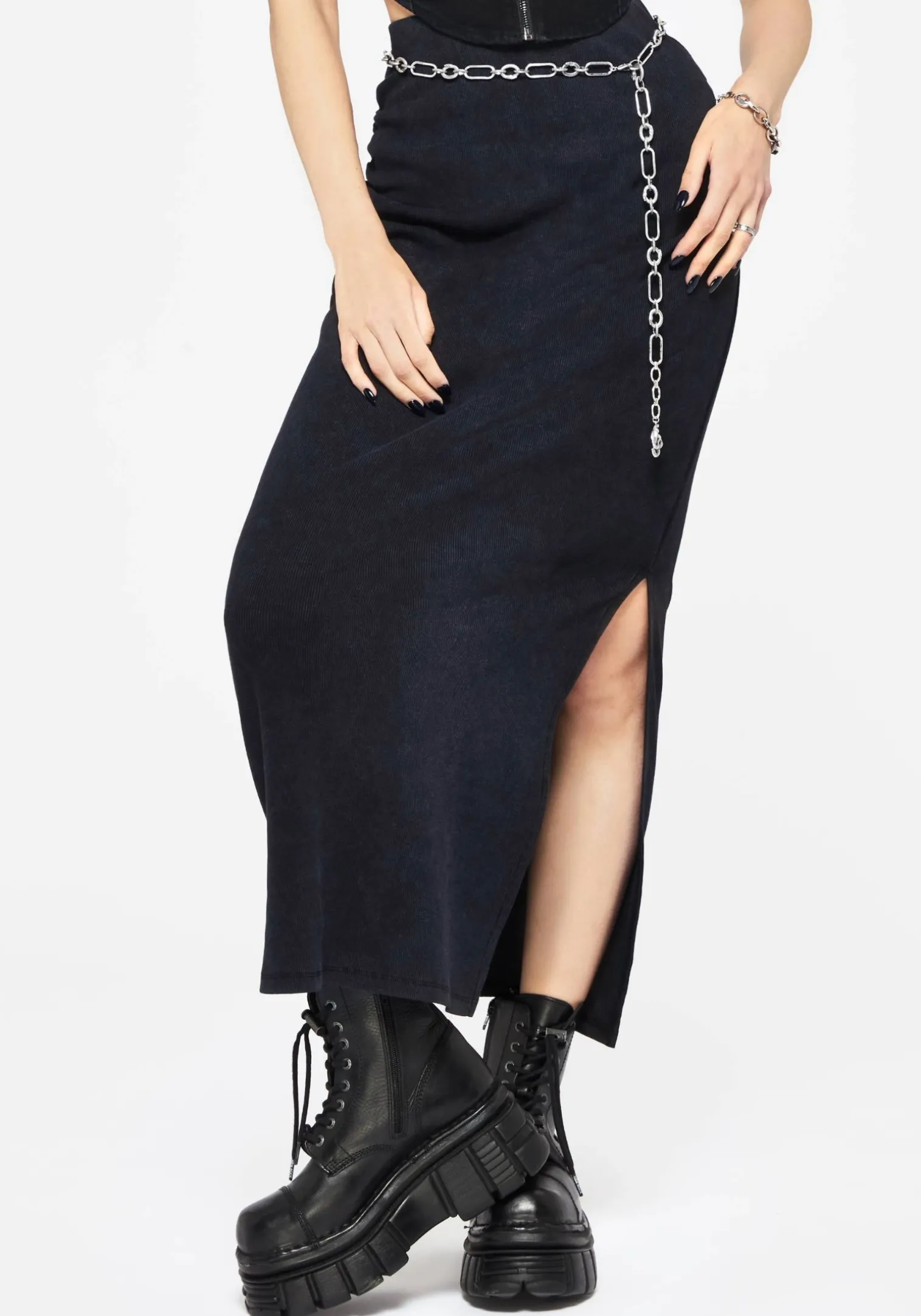 Christina Washed Rib Cotton Maxi Skirt