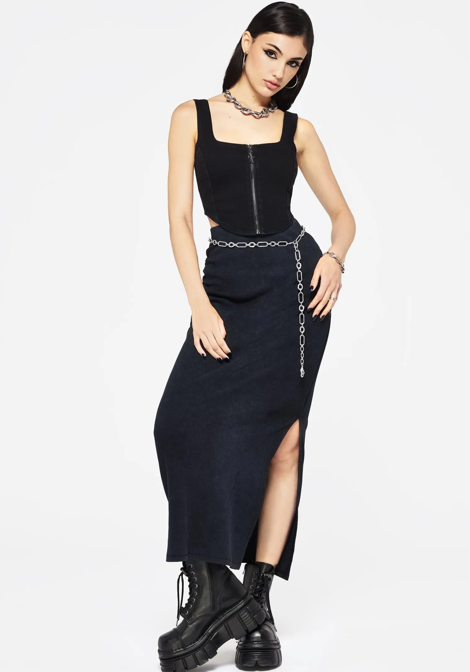 Christina Washed Rib Cotton Maxi Skirt