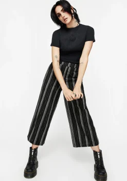 Clandestine Stripe Cotton-Blend Culottes