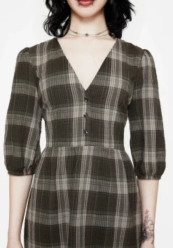 Clara Cotton Check Tiered Mini Smock Dress