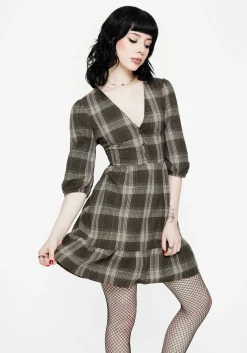 Clara Cotton Check Tiered Mini Smock Dress