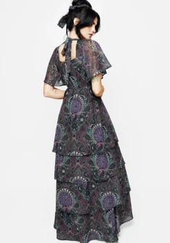 Clarette Chiffon Angel Sleeve Tiered Gown