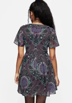 Clarette Chiffon Frill Collar Mini Shirt Dress