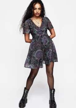 Clarette Chiffon Frill Collar Mini Shirt Dress