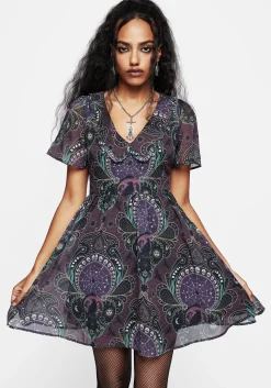 Clarette Chiffon Frill Collar Mini Shirt Dress