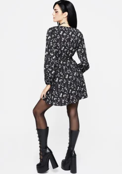Claricia Long Sleeved Floral Faux Wrap Mini Dress