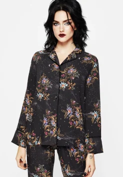 Cleome Floral Spiderweb Button Up Pyjama Top