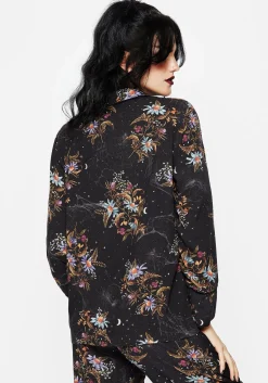 Cleome Floral Spiderweb Button Up Pyjama Top