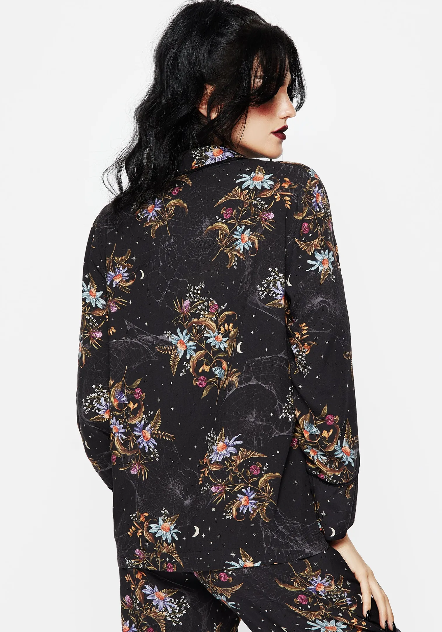 Cleome Floral Spiderweb Button Up Pyjama Top
