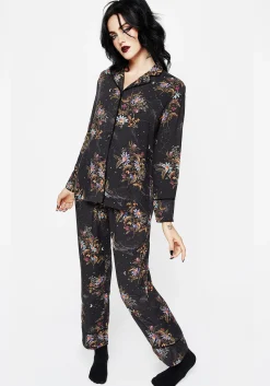 Cleome Floral Spiderweb Button Up Pyjama Top