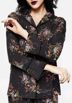 Cleome Floral Spiderweb Button Up Pyjama Top