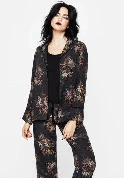 Cleome Floral Spiderweb Button Up Pyjama Top