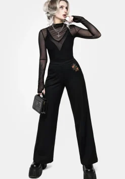 Cleome Floral Spiderweb Embroidered Trousers